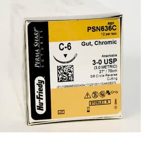 Hu-Friedy Perma Sharp Chromic Gut Absorbable Suture, 3-0, C-6 Reverse Cutting Needle, 3/8 Circle, 27", 12/Box, PSN636C thumbnail 10