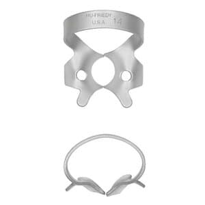 Hu-Friedy Satin Steel Rubber Dam Clamp, #14 Winged, for Partially Erupted or Irregularly Shaped Molars, 1/Pk, RDCM14 thumbnail 7