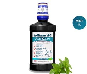 ioRinse AC RTU Oral Rinse with Fluoride, Alcohol-Free, Soft Mint, 1 Liter Bottle, Case of 12 - ioRinse AC RTU Oral Rinse w/Fluoride, Mint 1 Liter - Image 1