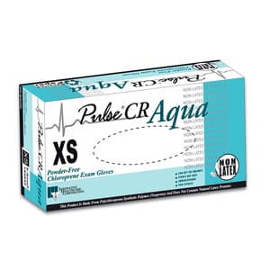 Pulse® CR Chloroprene Exam Gloves, Powder Free, Non-Sterile, Textured, Aqua, Extra Small, 200/Box, 194052 thumbnail 4