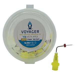 Vista Apex Voyager Irrigation Tips, Yellow, Dual Side Port, 27 Gauge, 17mm, Package of 50 - VOYAGER IRRIGATION TIPS YELLOW DUAL SIDE PORT 27GA 17MM PKG/50 - Image 1