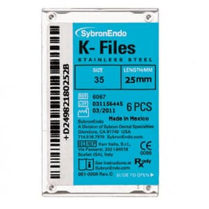 Kerr SybronEndo K-Files, Stainless Steel, 25 mm, #35, Green, 6/Pkg, 06067 thumbnail 16