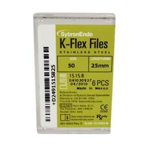 Kerr K-Flex Endodontic Files, #50, 25mm, Yellow, Stainless Steel, 6/Pack, 15158 thumbnail 12