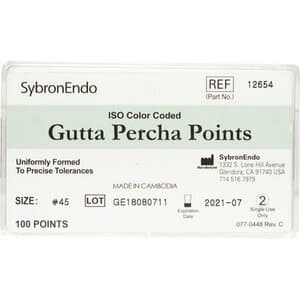 Kerr Endo Standardized Gutta Percha Points, Size #45, 100/Box, #12654 - GUTTA PERCHA POINTS #45 PK100 .#12654 - Image 1