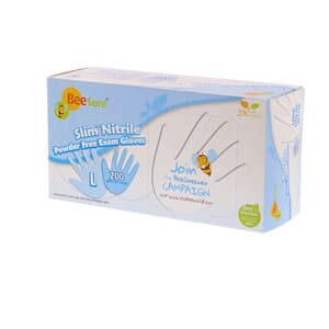 BeeSure Slim Nitrile Exam Gloves, Powder-Free, Latex-Free, Soft White, Large, 200/Box, BE1128 thumbnail 13