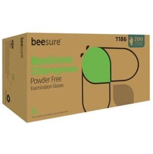 BeeSure NeoGrene Chloroprene Exam Gloves, Small, Green, Box/300 - BEESURE NEOGRENE BOX/200 CHLOROPRENE GLOVE SM - Image 1
