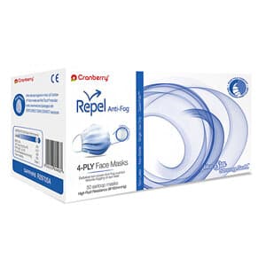 Cranberry Repel Anti-Fog 4-Ply Earloop Face Mask, ASTM Level 3, Sapphire, 50/Box, R2970SA thumbnail 19