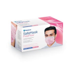 Medicom SafeMask FreeFlow Procedure Face Mask, ASTM Level 1, Pink, Ear Loop, 50/Box thumbnail 14