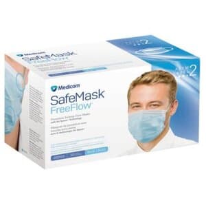 Medicom SafeMask FreeFlow Procedure Face Mask, ASTM Level 2, Blue, Ear Loop, 50/Box, 200415 thumbnail 18