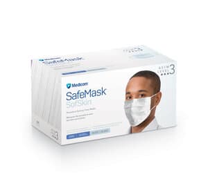 Medicom SafeMask SofSkin Procedure Earloop Face Mask, ASTM Level 3, Fluid Resistant, White, 50/Box, 2086 thumbnail 20