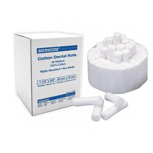 Medicom DisTech Plain Wrapped Cotton Rolls, #2 Medium, 1-1/2" x 3/8", Non-Sterile, 2000/Box, 3554 thumbnail 9