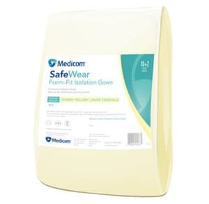 SafeWear Form-Fit Disposable Isolation Gown, Extra Large, Sunny Yellow, Knit Cuffs, 12/Pk, 8113-D thumbnail 9
