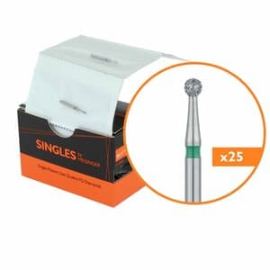 Meisinger Singles Disposable Diamond Bur, FG, Round, #0118C, 1.8 mm, Coarse, Green, 25/Pk thumbnail 13