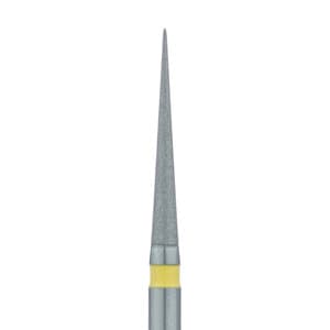 Meisinger 859C-012-FG Diamond Bur, Extra Fine (Yellow), Needle Shape, 1.2 mm Head Diameter, 10 mm Head Length, Friction Grip, 5/Pkg thumbnail 6