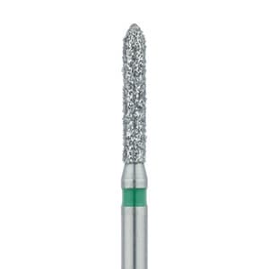 Meisinger 868G-014-FG Diamond Bur, FG, Coarse (Green), Torpedo/Cylinder with Bevel End, 1.4 mm Head Diameter, 8.0 mm Head Length, 5/Pkg thumbnail 6