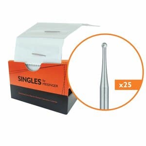 Meisinger Singles Sterile Carbide Bur, FG Friction Grip, Round #2, 1.0mm Head, 25/Pack, HM1-010-FG thumbnail 4