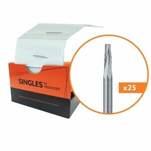 Meisinger FG Sterile-Packed Carbide Bur #702XL, Extra Long/Surgical, Tapered Fissure, Flat End, 1.0 mm Head, Friction Grip, 25/Pkg thumbnail 3
