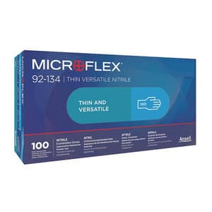 Microflex 92-134 Nitrile Exam Gloves, Powder Free, Non-Sterile, Blue, X-Small (5.5-6), 100/Box, 92134060 thumbnail 8