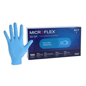 Ansell Microflex 92-134 Versatility Nitrile Exam Gloves, Powder-Free, Textured Fingertips, Blue, Small (6.5-7), 100/Box, 92134070 thumbnail 13