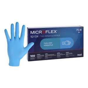 Ansell Microflex 92-134 Versatility Nitrile Exam Gloves, Powder Free, Non-Sterile, Blue, Medium (7.5-8), 100/Box, 92134080 thumbnail 13