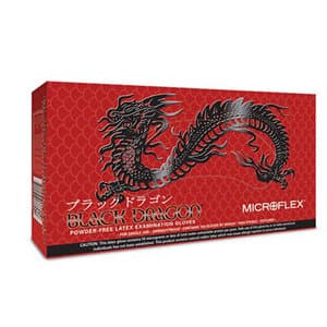 Microflex Black Dragon Latex Exam Gloves, Powder-Free, Non-Sterile, X-Small, Black, 100/Box thumbnail 2