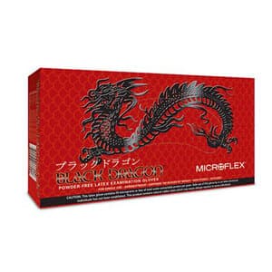 Microflex Black Dragon Latex Exam Gloves, Powder-Free, Non-Sterile, Fully Textured, Black, Medium (7.5-8), 100/Bx, BD-100M thumbnail 2