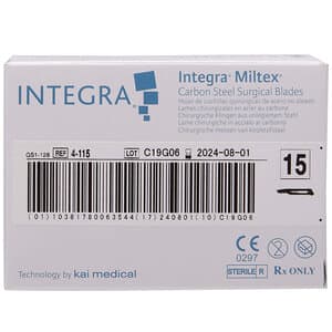 Miltex-Integra Carbon Steel Sterile Surgical Blade #15, Disposable, 100/Box thumbnail 7