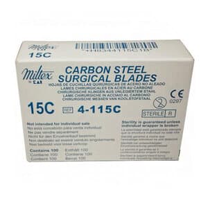 Miltex Carbon Steel Sterile Surgical Blades, #15C (Angled), 100/Box, 4-115C thumbnail 12
