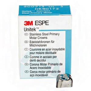 3M Unitek Stainless Steel Primary Molar Crown, Second Primary Molar, Upper Left, Size 3 (2UL3/UL3), 5/Pk, 900213 thumbnail 12