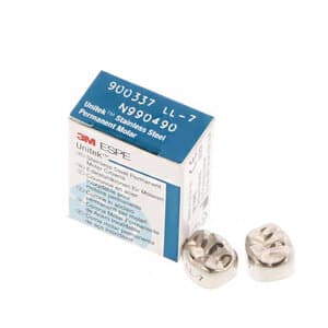 3M Unitek Permanent Stainless Steel Molar Crown, LL7, Refill Pack of 5 - UNITEK 1LL7 STAINLESS STEEL PERM MOLAR CROWN - Image 1