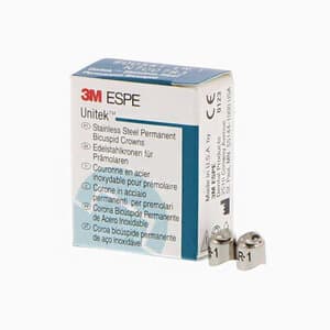 3M Unitek Permanent Stainless Steel Crown, LR-1 (Lower Right First Bicuspid), Refill Pack of 5 - UNITEK CROWNS 1LR1 SS PERM. BICUSPID - Image 1
