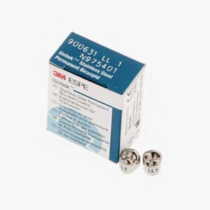 3M Unitek Permanent Stainless Steel Crowns, LL-1 (Lower Left First Bicuspid), Refill Pkg/5 - UNITEK CROWNS 2LL1 SS PERM. BICUSPID - Image 1