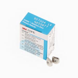 3M Unitek Stainless Steel Primary Anterior Crown, Size UL4 (Upper Left Central), Pack of 5 - UNITEK CROWNS ULC4 SS PRIMARY ANTERIOR - Image 1