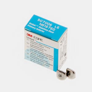 3M Unitek Stainless Steel Primary Anterior Crown, Size 6UL (Upper Left Central), Pack of 5 - UNITEK CROWNS ULC6 SS PRIMARY ANTERIOR - Image 1