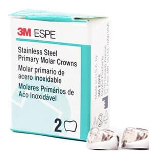 3M ESPE Stainless Steel Primary Molar Crown, Second Primary Molar, Lower Left, Size ELL2, 5/Box, E-LL-2 thumbnail 11