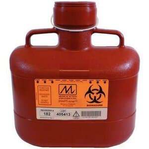 Medegen Non-Stackable Sharps Container, Medium, 6.2 qt, Red/Black, 10 x 6 x 11 in, Vertical Entry Locking Cap, Polypropylene thumbnail 2