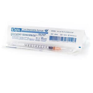 Exel TB Tuberculin Syringe with Detachable Needle, 1cc, 25G x 5/8", Luer Slip, Sterile, Latex-Free, 100/Box thumbnail 3
