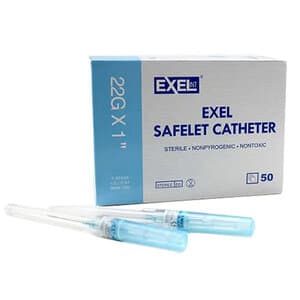 Exel Safelet IV Catheter, 22G x 1", Wingless, Blue, Sterile, 50/Box thumbnail 10