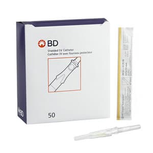 BD Insyte Autoguard Shielded IV Catheter, 24G x 3/4", Yellow, Notched Needle, Vialon, Sterile, 50/Bx, 4 Bx/Cs, 381412 thumbnail 11