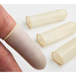 Tech-Med Latex Finger Cots, Large, Non-Powdered, Pre-Rolled, 144/Box - Finger Cots, LRG PF Latex (144) - Image 1