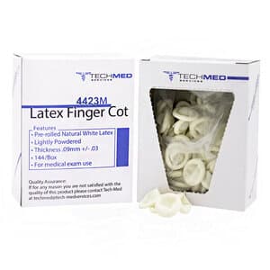 Tech-Med Latex Finger Cots, Non-Powdered, Medium, 144/Box, 4423M - Finger Cots, MED PF Latex (144) - Image 1