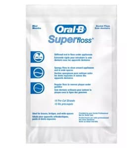Oral-B Superfloss Pre-Cut Dental Floss, Mint, 10/Bag, Case of 100 - ORAL-B SUPERFLOSS 10/BAG TRIAL MINT CS 100 - Image 1