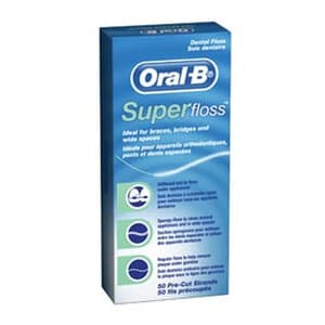 Oral-B Superfloss Pre-Cut Dental Floss, Regular, 10/Bag, Case of 100 - ORAL-B SUPERFLOSS 10/BAG TRIAL REGULAR CS 100 - Image 1