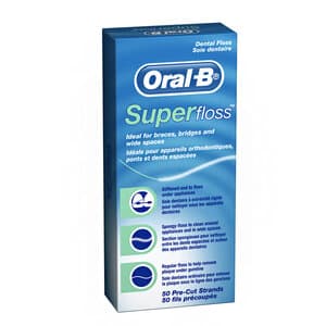 Oral-B Superfloss Mint, Precut Strands with Built-in Threaders, Office Pack, 50 Strands/Box, 24 Boxes/Case - Oral-B Mint Superfloss Office Pack 50/Box 24Box/Case - Image 1