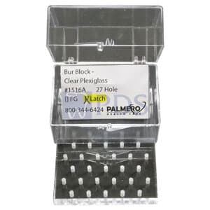Palmero Plexiglass Bur Block, Latch Style, 27-Hole, RA, Clear, with Plastic Box, 1/Pk, 1516ALATCH thumbnail 5