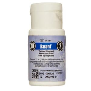 Racord Twisted Retraction Cord with Epinephrine, Size 2 (#10), Thick, 72 in. Bottle, 07-720 thumbnail 10