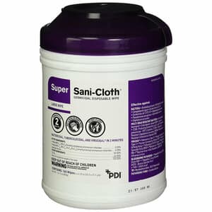 Super Sani-Cloth Germicidal Disposable Wipes, Large, 6" x 6.75", 160/Canister - Super Sani-Cloth Wipes 160/Canister - Image 1