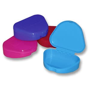 Plasdent Standard Retainer Box, Assorted Colors, Plastic with Hinged Lid, 3"W x 2-1/2"L x 1"H, Pack of 12 thumbnail 2