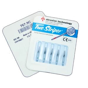 Two Striper Diamond Bur, FG, Round-End Taper, #767.9C, 1.8 mm Major/0.9 mm Minor Diameter, 9 mm Length, Coarse, Green, 5/Pk, 2015455 thumbnail 11