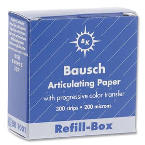 Bausch Articulating Paper Strips, Pre-Cut, Progressive Color Transfer, 200 Microns (0.008"), Blue, Refill Box, 300/Pk, BK1001 thumbnail 12